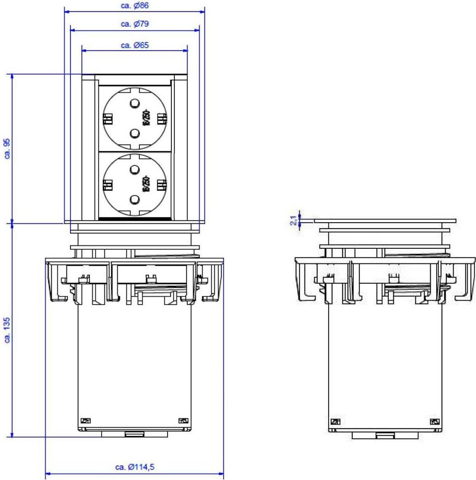 Модул ELEVATOR с 2 х Шуко , с кабел 2 м , цвят Черен , Bachmann