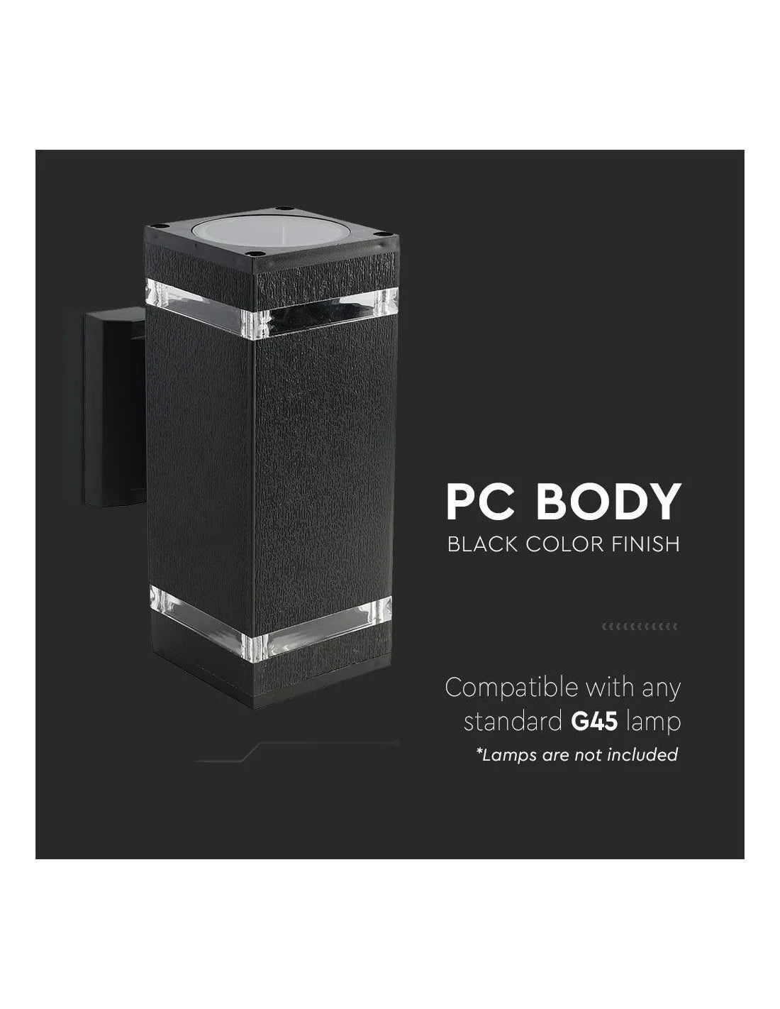 LED Стенна Лампа Черна Квадрат IP 44