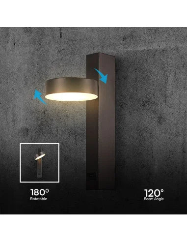 8 W LED Аплик с USB 3000 K Черно Тяло