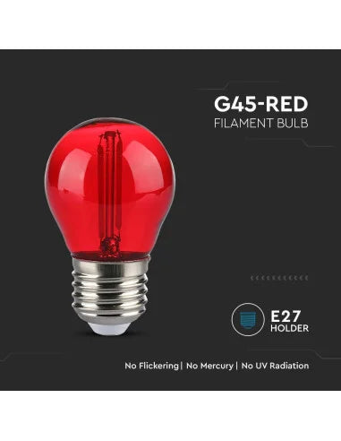 LED Крушка 2 W Filament E 27 G 45 Червена