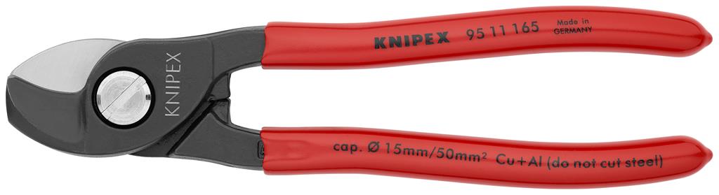 Ножици за рязане на кабел до 50мм2, червена ръкохватка 165мм, Knipex