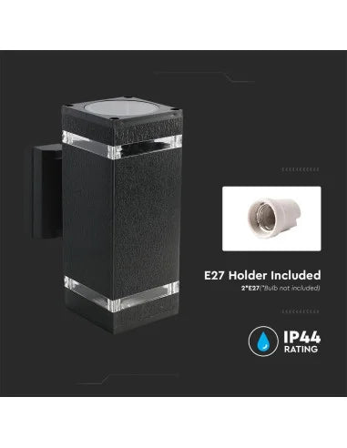 LED Стенна Лампа Черна Квадрат IP 44