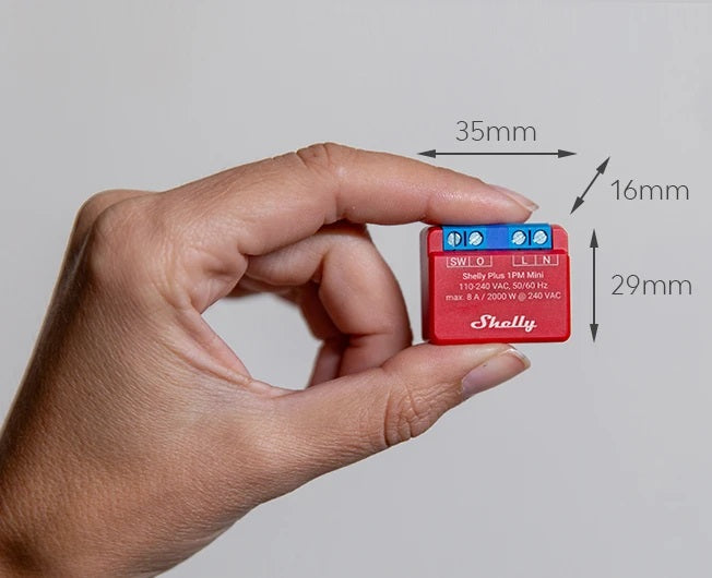 Микромодул Smart реле 1х On/Off 8A с мерител изисква неутрала Shelly Plus 1PM Mini - 265666