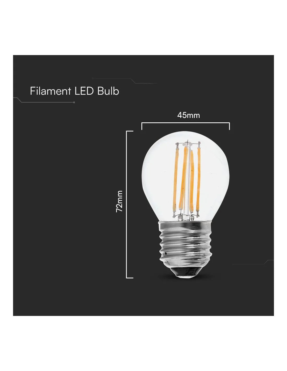 LED Крушка 6 W Filament E 27 G45 6500 К