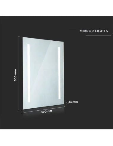 4 W LED Огледало Правоъгълник IP44 Anti Fog 6400 K + 13 W Нагревател