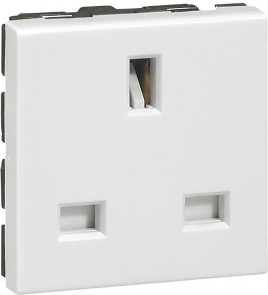 Контакт British стандарт 2P+E 13A 2 мод. цвят бял Mosaic Legrand