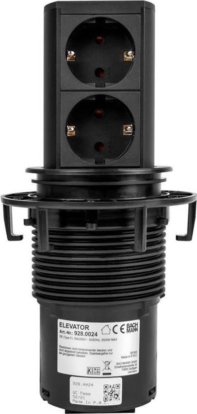 Модул ELEVATOR с 2 х Шуко , с кабел 2 м , цвят Черен , Bachmann