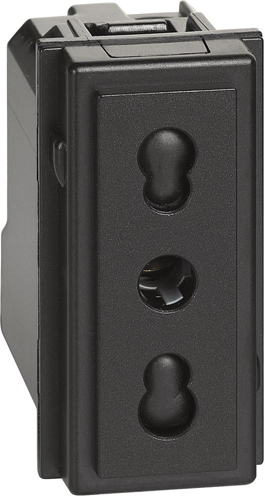 Контакт ИТАЛИАНСКИ стандарт 2P+Е 1 мод. 16A детска защита цвят Черен Living Now Bticino