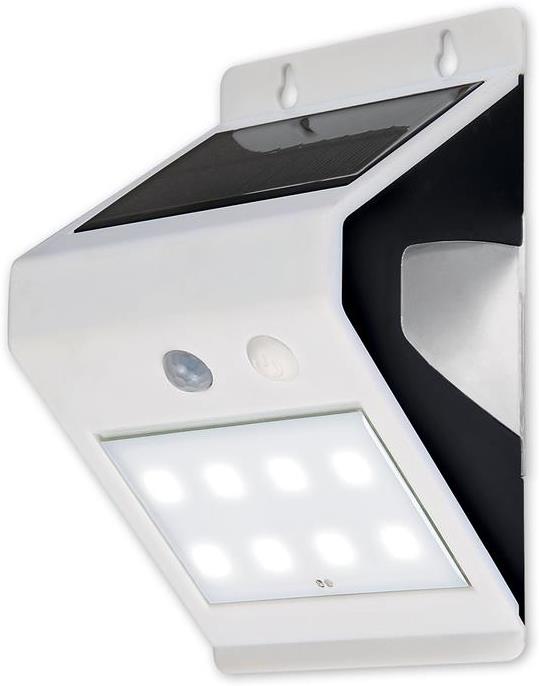 Прожектор LED 8 W 4000 K 800 lm IP 54 бял с датчик и соларен панел с батерия 2 Ah Commel