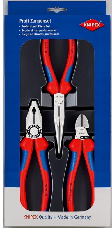 Комплект с 3 бр. клещи - комбинирани 180мм (K0302180), резачки 160мм (K7002160), дълъг остър връх 200мм (K2615200), Knipex