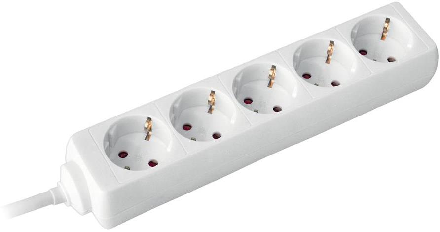 Разклонител БЯЛ 5 x 2 P  +E с кабел 5 метра / 1.5 mm2 Commel