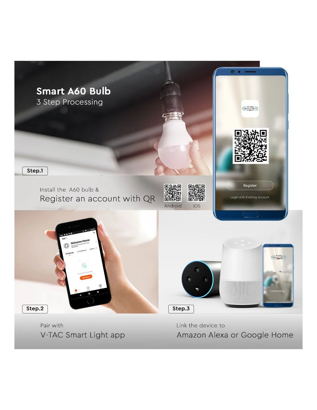 LED Крушка 11 W E 27 A 60 SMART WIFI RGB + WW + CW