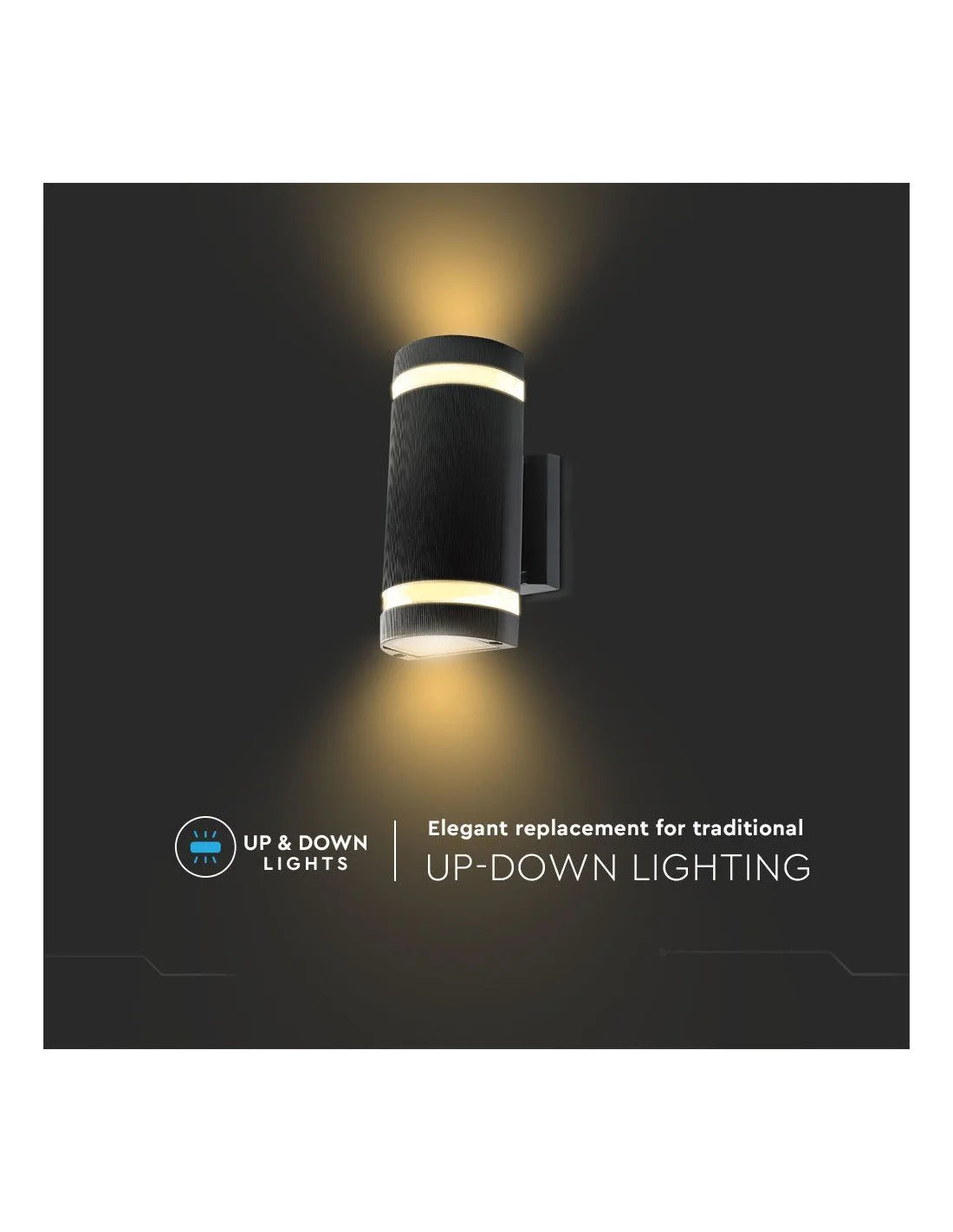 LED Стенна Лампа Черна Кръг IP 44