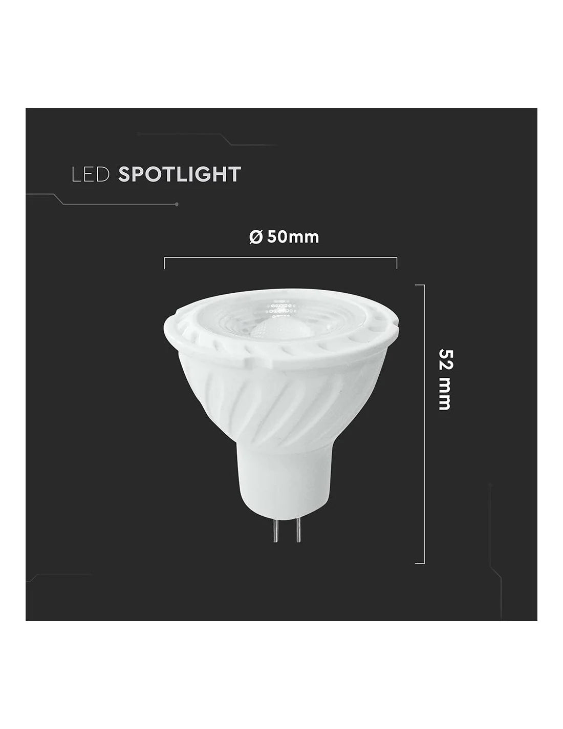 LED Крушка GU 5.3 6 W MR 16 Пластик 38° 4000 K