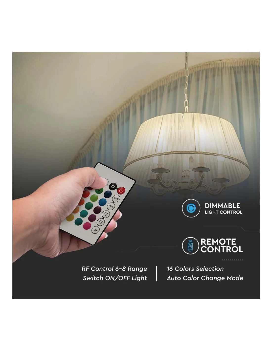 LED Крушка Кендъл 4.8 W E 14 Дистанционно RGB + 4000 K Димираща