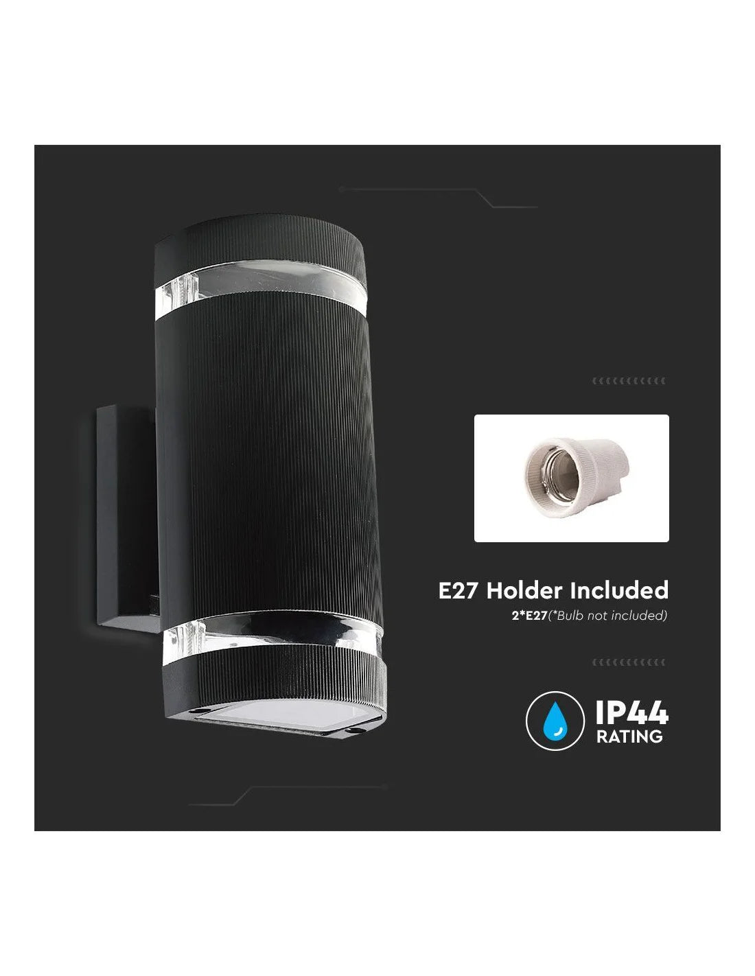LED Стенна Лампа Черна Кръг IP 44