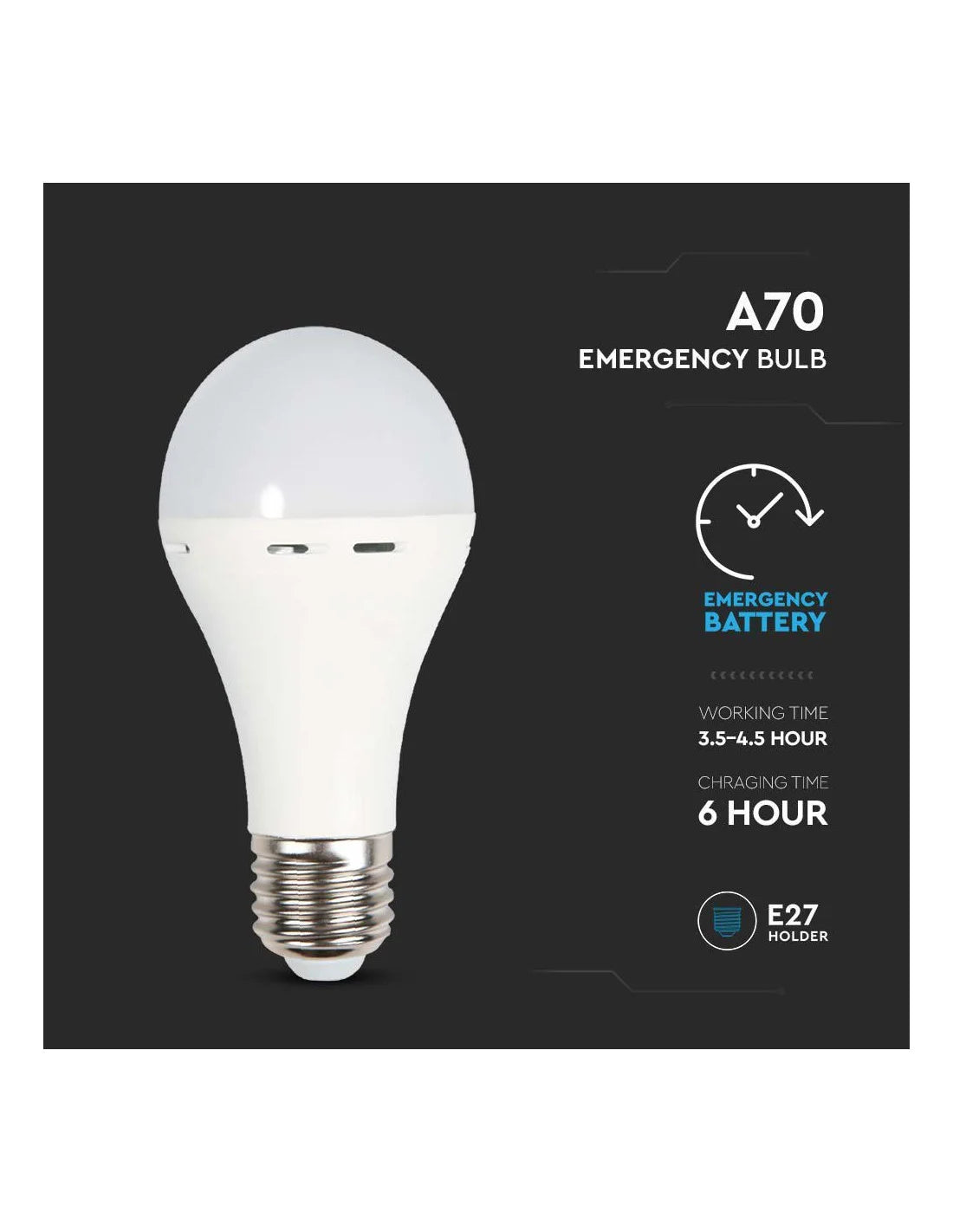 LED Крушка 9 W E 27 A 60 Пластик Аварийна 4000 К