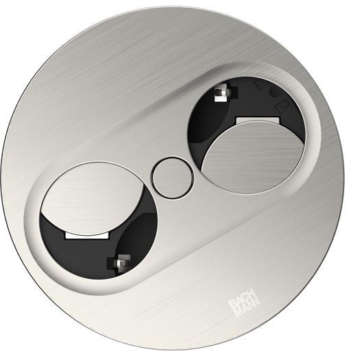 Модул TWIST 2 КРЪГЪЛ с 2 х Шуко , с кабел 2 м , цвят Инокс, Bachmann