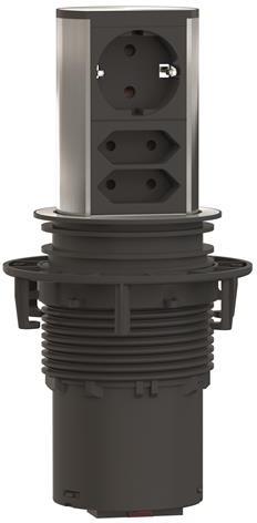 Модул ELEVATOR с 1 х Шуко и 2x Евро , с кабел 2 м , цвят Инокс , Bachmann