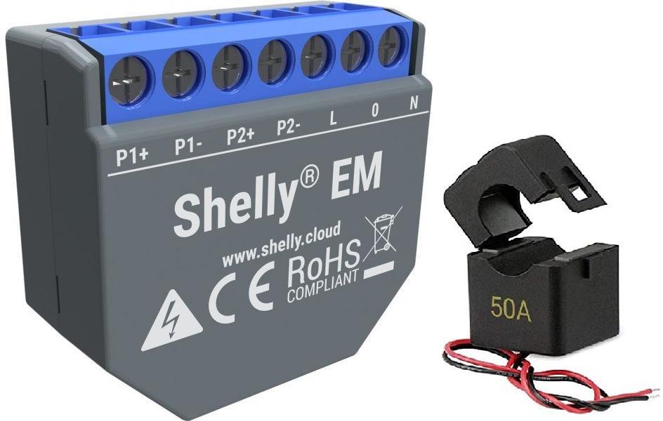 Микромодул Smart монофазен мерител 2х 120A Shelly EM - 262207S