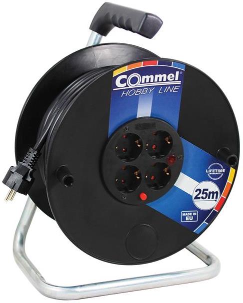 Макара черна 40 м IP20 H05VV-F 3 G 2.5 mm2 термична защита 4 шуко Commel