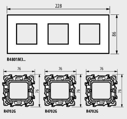 Рамка ЧЕРЕН САТЕН 3х2 мод. НЕМСКИ СТАНДАРТ за монтаж върху носещи рамки 3х2 мод. /блистер/ Classia Bticino