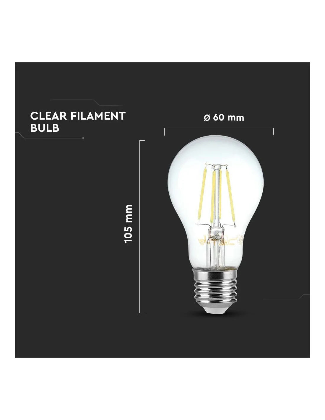 LED Крушка 4 W Filament E 27 A 60 Прозрачно Покритие 6400 K