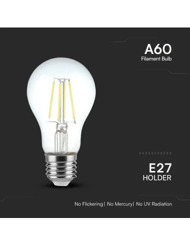 LED Крушка 4 W Filament E 27 A 60 Прозрачно Покритие 6400 K