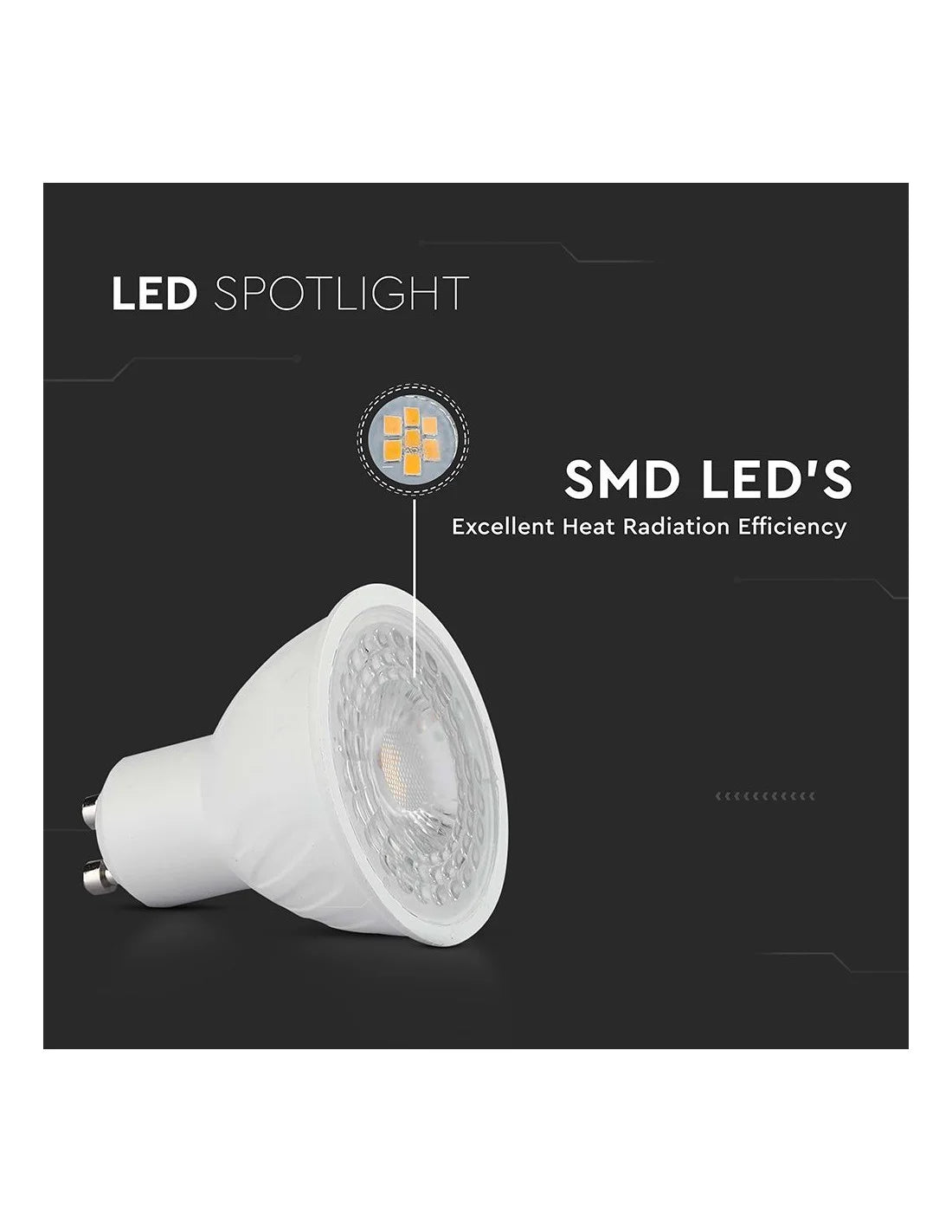 LED Крушка 6 W GU 10 SMD Пластик 38° 3000 K