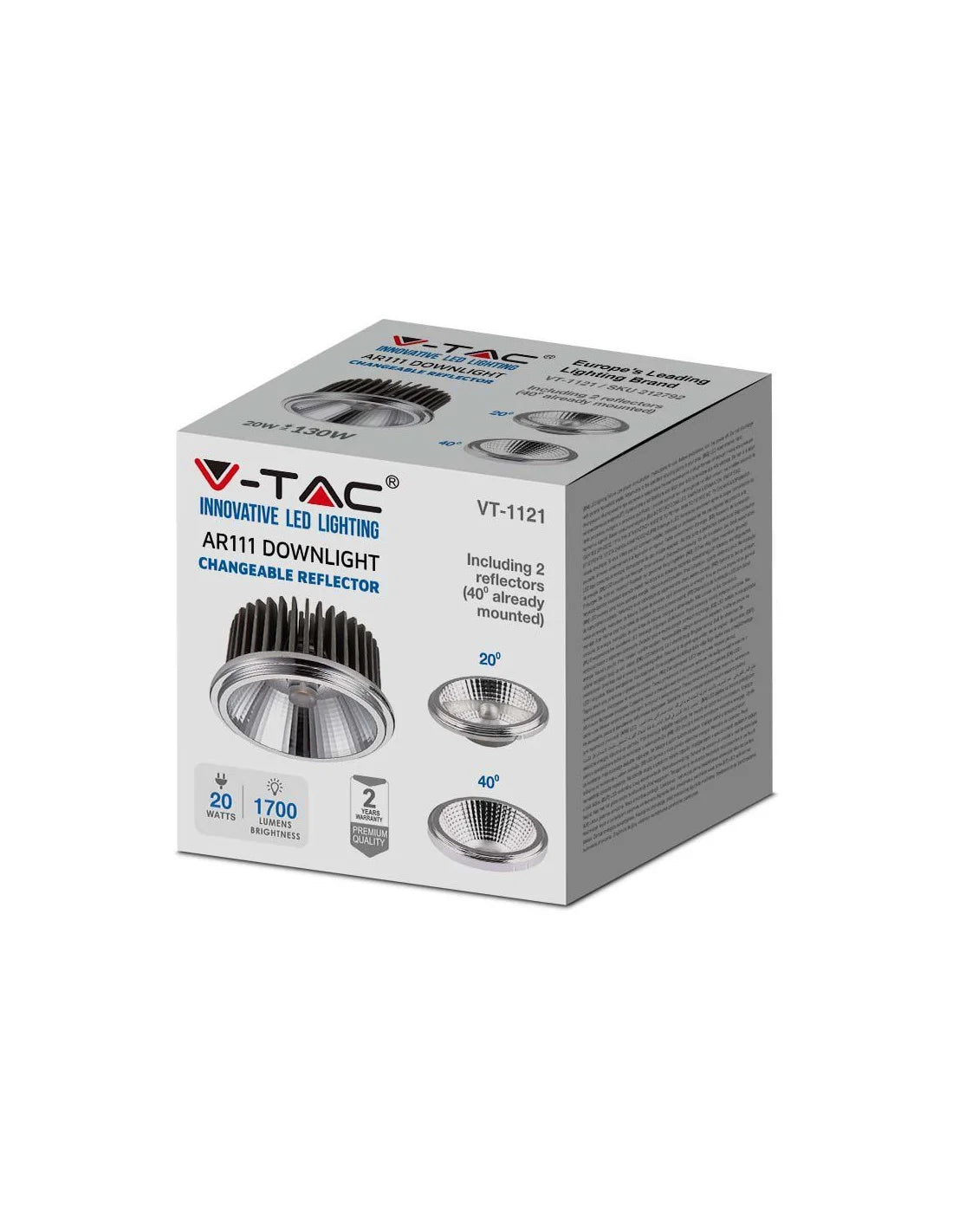 LED Крушка AR111 20 W Регулиращ Рефлектор 40` D / 20 ` D 4000 K Silver