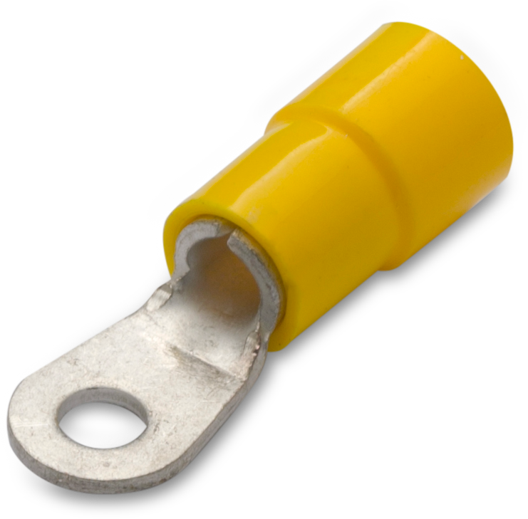 Изолирана кабелна обувка тип ринг 4 - 6 мм2 с диаметър на винта 8 мм жълта / 50бр. пакет / 300 V BM