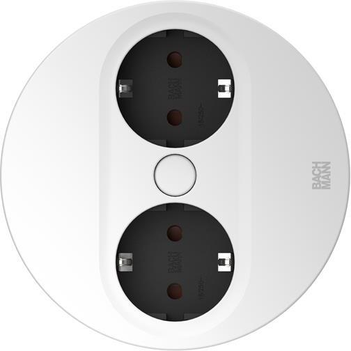 Модул TWIST 2 КРЪГЪЛ с 2 х Шуко , с кабел 2 м , цвят Бял, Bachmann