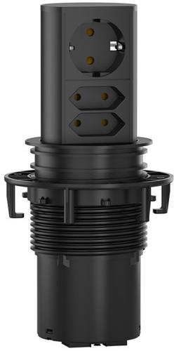 Модул ELEVATOR с 1 х Шуко и 2 x Евро, с кабел 2 м , цвят Черен , Bachmann