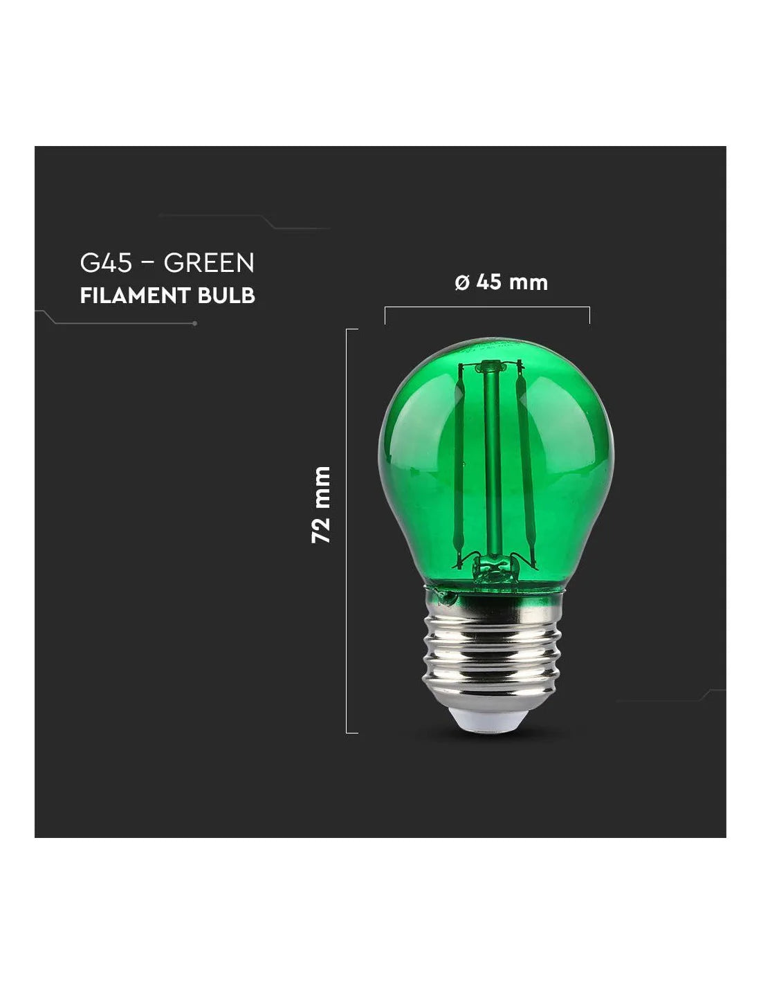 LED Крушка 2 W Filament E 27 G 45 Зелена