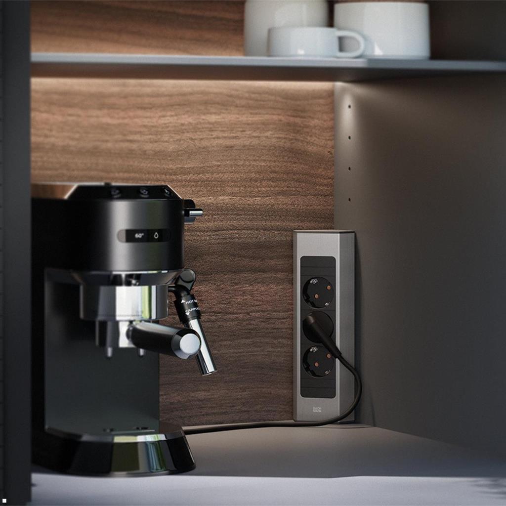 Модул CASIA 2 с 3 x Шуко, цвят ИНОКС , с възможност за ъглов монтаж, захранващ кабел 2 м , Bachmann