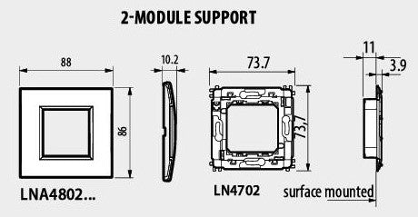Рамка 2 мод. правоъгълна Cold grey LL Bticino