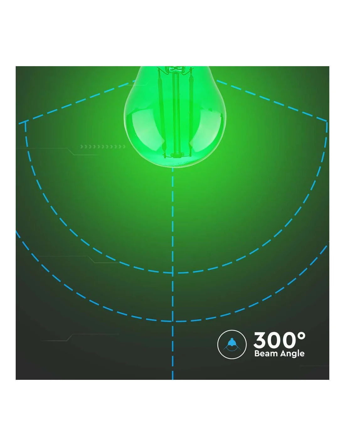 LED Крушка 2 W Filament E 27 G 45 Зелена