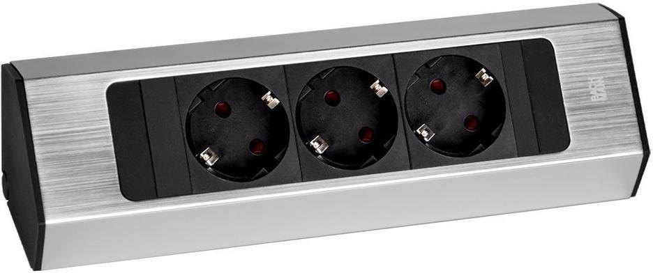 Модул CASIA 2 с 3 x Шуко, цвят ИНОКС , с възможност за ъглов монтаж, захранващ кабел 2 м , Bachmann