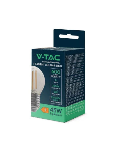 LED Крушка 6 W Filament E 27 G45 3000 К