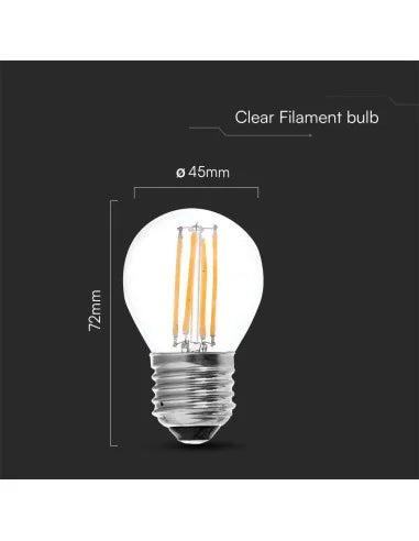 LED Крушка 6 W Filament E 27 G45 3000 К