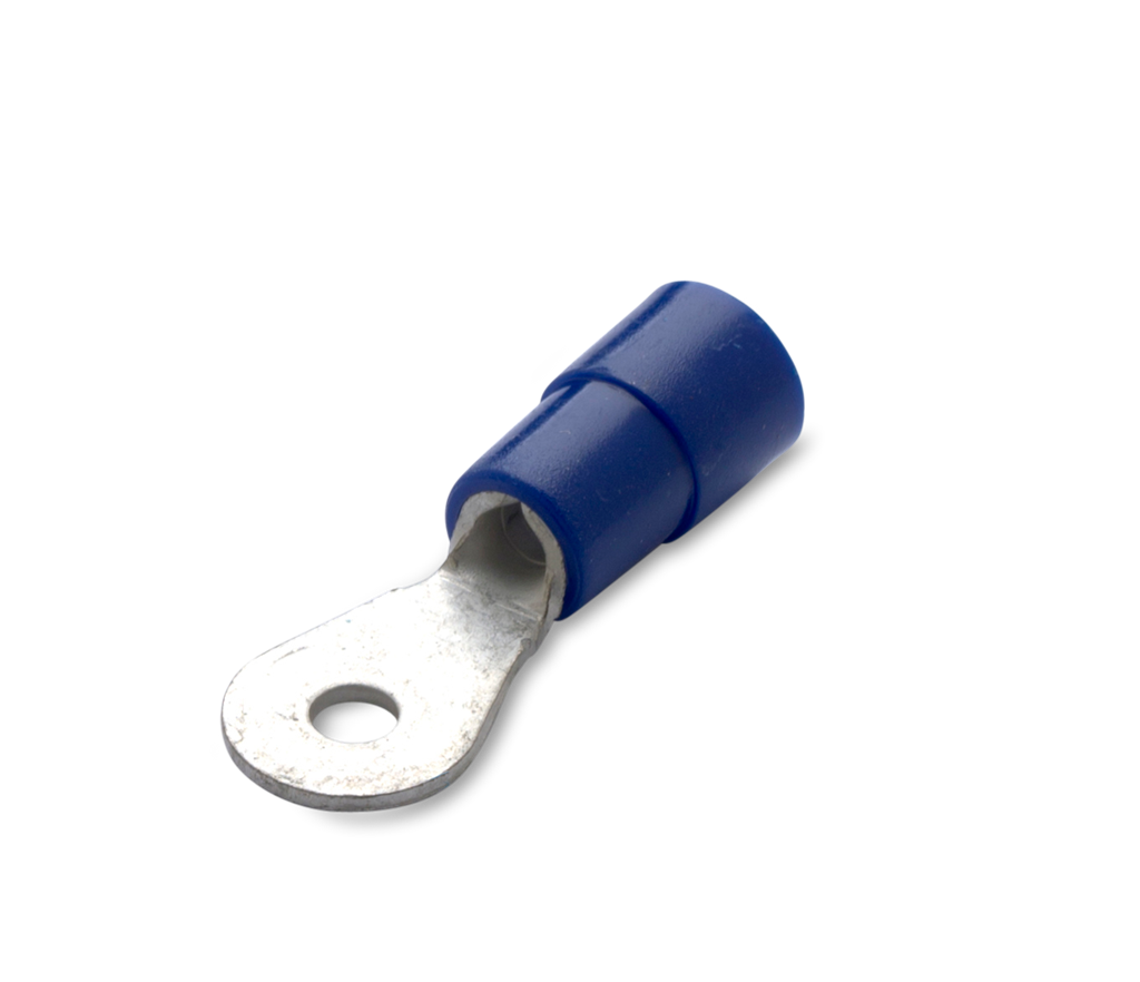 Изолирана кабелна обувка тип ринг 1,5 -2 ,5 мм2 с диаметър на винта 8 мм синя / 100бр. пакет / 300 V BM