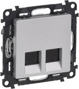 Розетка 2xRJ45 cat.5e UTP цвят алуминий Valena Life Legrand