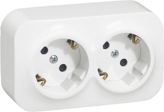Контакт шуко ДВОЕН IP21 открит монтаж Forix Бял Legrand
