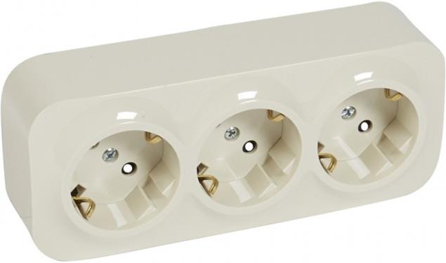 Контакт шуко ТРОЕН IP21 открит монтаж цвят Крем Forix Legrand