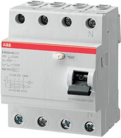 ДТЗ 4P 25А 30mА серия FH204 тип AC ABB