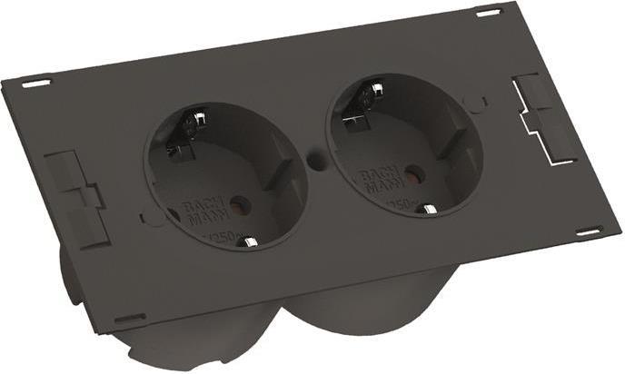 Модул за DUE с 2 х Шуко, с кабел 2 м , цвят Черен , Bachmann