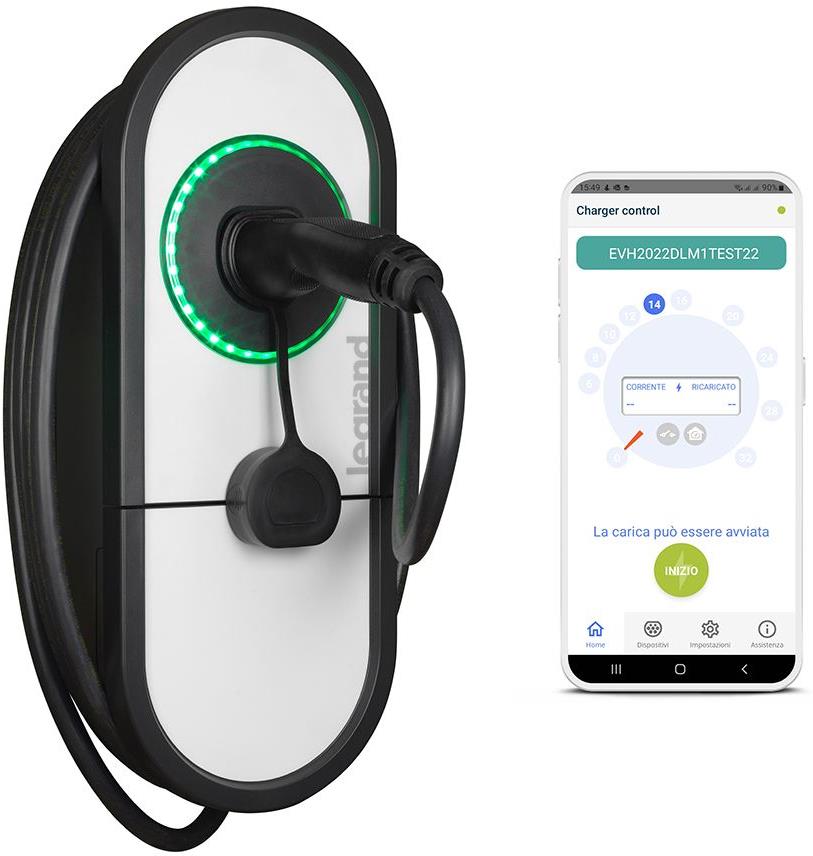 Зарядна станция за стена Green'up One 7.4 kW , 1 P 32 A , с кабел 5m и конектор Type 2 , IP54 IK10, Legrand /до изчерпване/