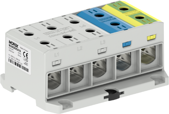 Тунелна клема L/N/E 5P 245 A с 10 отвора OTL95 - 5 x 5 x 1 x Al / Cu 6 - 95 mm² 1000 V MOREK