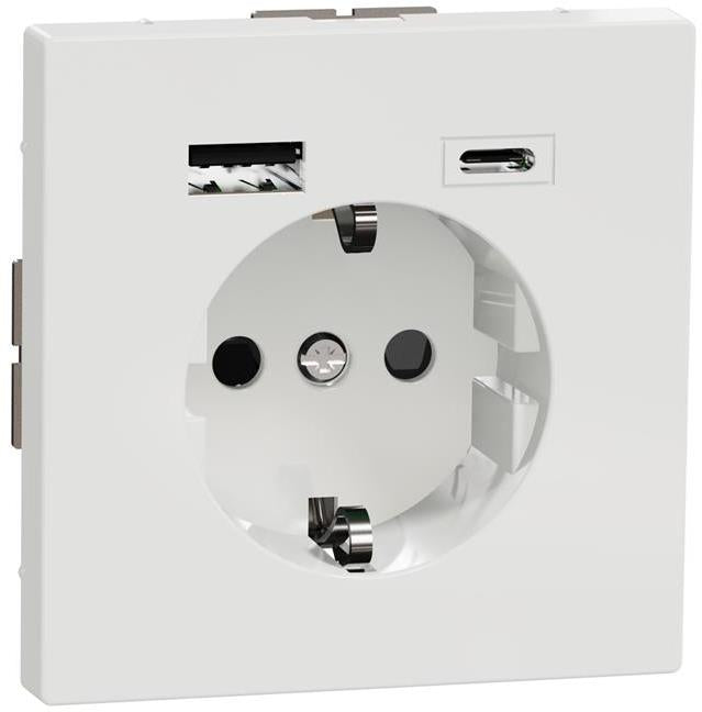 Механизъм контакт шуко 16A + USB A+C 3A 15W с лицев панел цвят Лотус System Design Merten SE