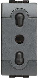 Контакт ЕВРО стандарт 2P+E 1 мод. 16A цвят Антрацит LL Bticino